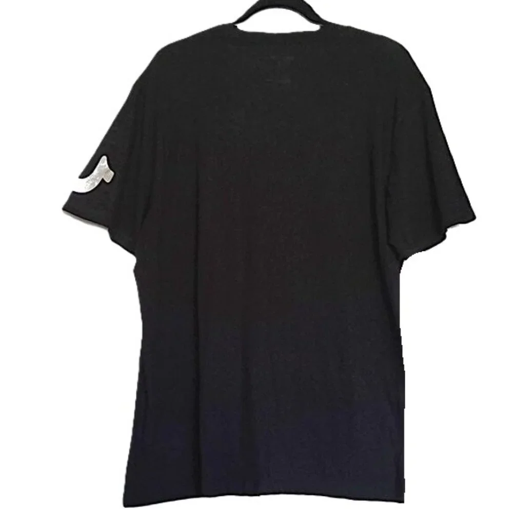True Religion Men's Tee Shirt Short Sleeve Black Silver Horseshoe Logo EUC Sz  L